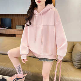 2026春季新款女装韩系薄款刺绣连帽卫衣外套女宽松时尚休闲上衣服