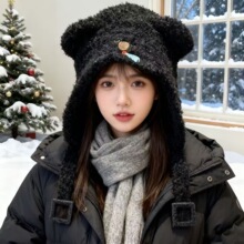秋冬季新款可爱考拉针织帽户外出行加厚保暖绑带护耳显脸小鼻涕狗