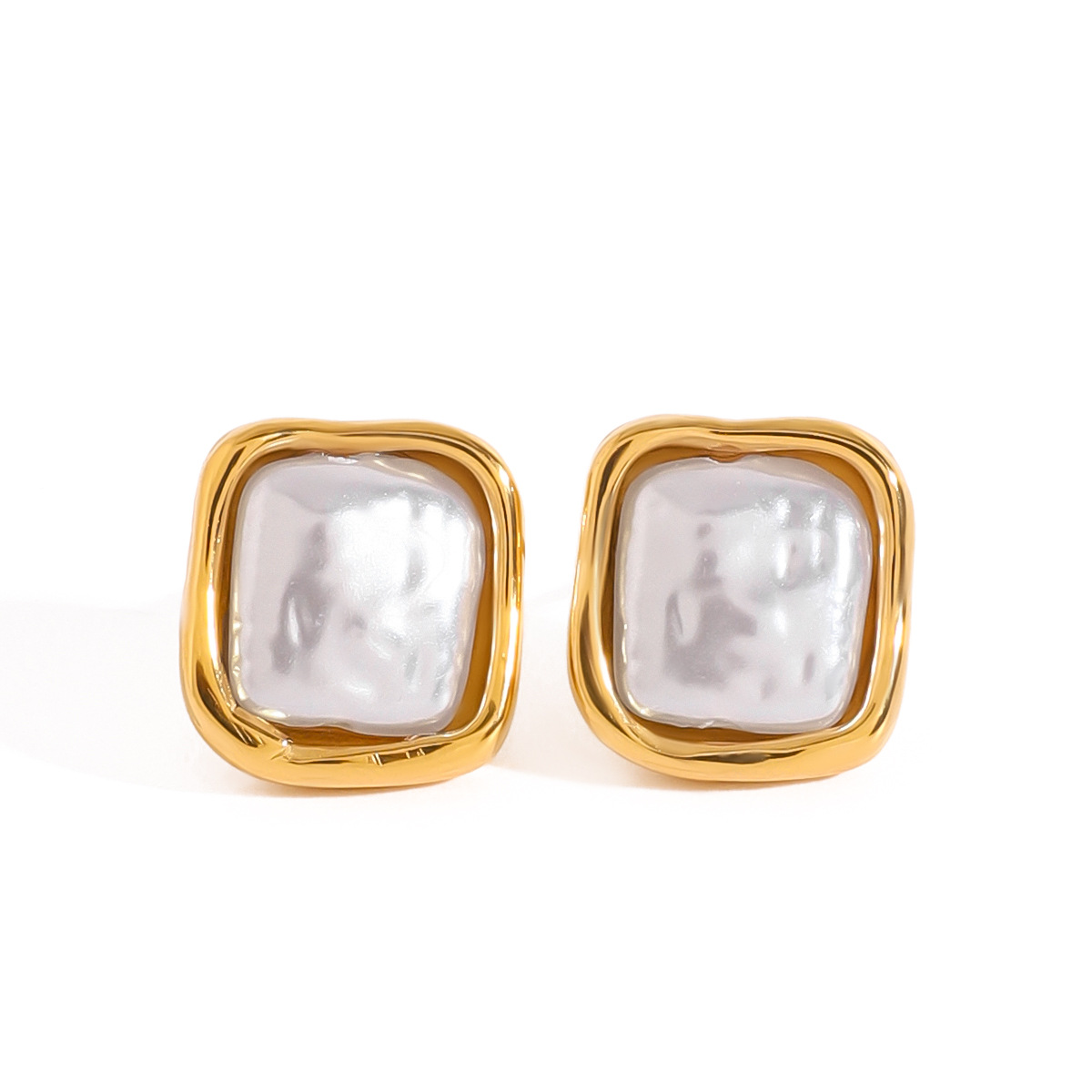 design elegant square universal earrings stainless steel from pearl