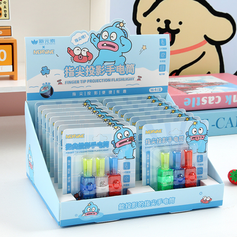Nueva serie de elementos Neptun punta de dedo proyección linterna fiesta estudiantil pequeña y duradera mini linterna conveniente