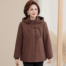 中老年羽绒服女中长款新中式洋气连帽加厚冬季新款妈妈装保暖外套