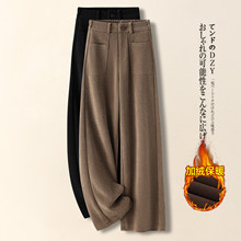 卡其色灯芯绒加厚加绒阔腿裤女秋冬2025年独特超好看雪尼尔直筒裤