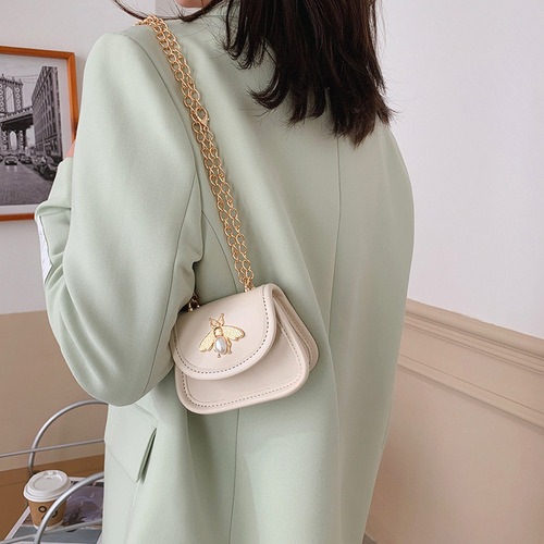 Little Bee Women's Bag 2024 Spring New Mini Saddle Bag Cute Little Girl Crossbody Bag Parent-Child Bag Lipstick Bag