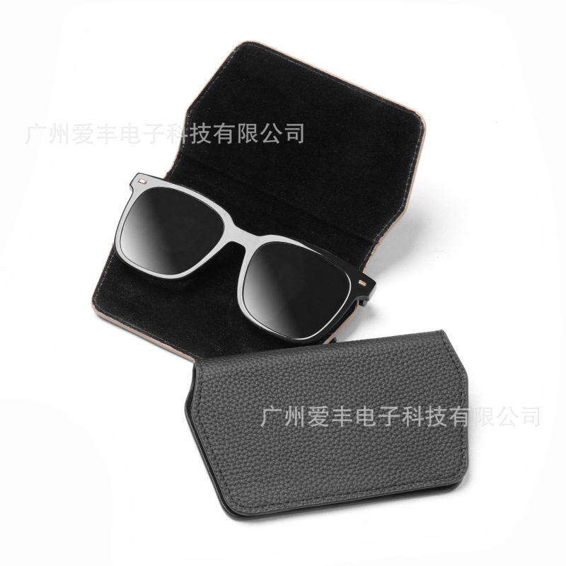 Customized Logo Glasses Clip Portable Anti-Scratch Sunglasses Storage Magnetic Buckle Travel Ultra-Thin Sunglasses Pu Protective Case