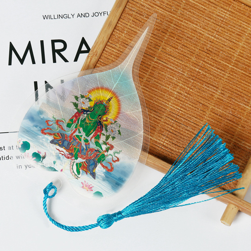 Cultura de la hoja Bodhi Marcadores conmemorativos de venas de hojas Marcadores de hojas de estilo chino clásico creativo Marcadores de metal Sakyamuni