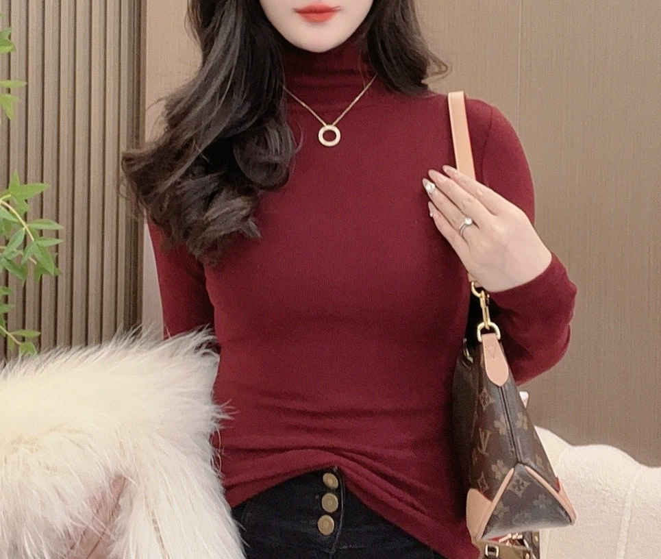 [Двусторонний бархат и шлифовальные волосы] Футболка с высоким воротником и воротником