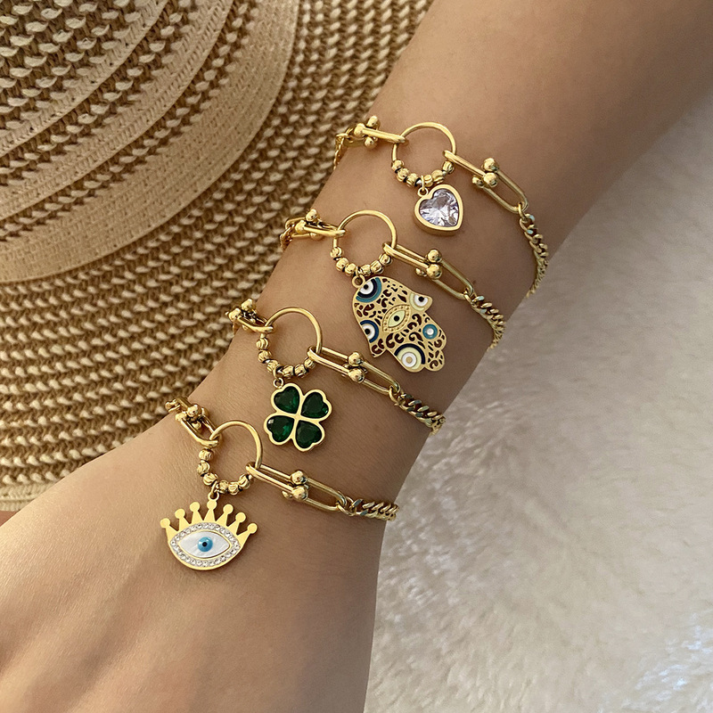 [Ice Meng] Cross-Border New Jewelry, Personalized Devil's Eye Bracelet, Stainless Steel Palm Bracelet B496