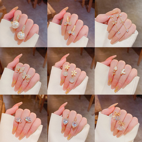 S925 silver needle Korean exquisite micro-embedded bow earrings light luxury niche high-end design love earrings