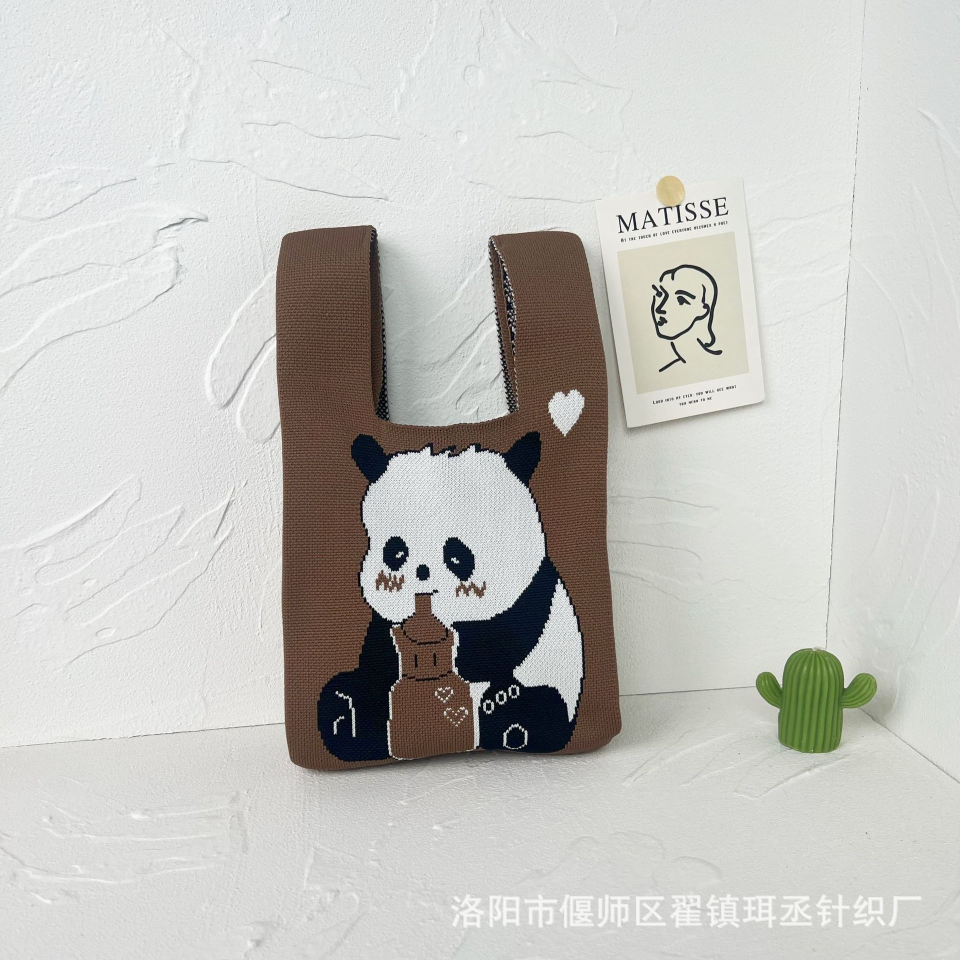Bolso de punto transfronterizo bolso de punto para mujer bolso de muñeca de todo fósforo bolso Tote bolso tejido de poliéster bolso panda