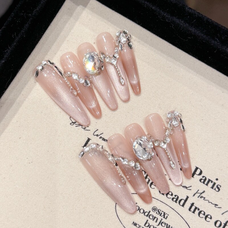 Yihe [pink beauty] hand-made high-quality goods explosions 4.0 wear nail art high-grade false nails wholesale