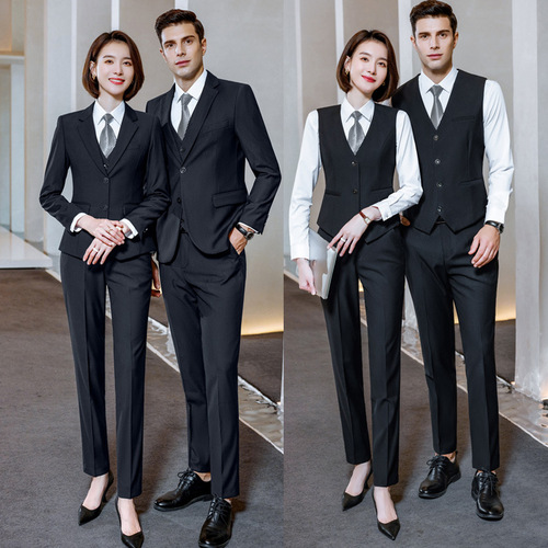 Thick royal blue professional suit jacket workwear unisex wrinkle-resistant suit set corporate business formal attire