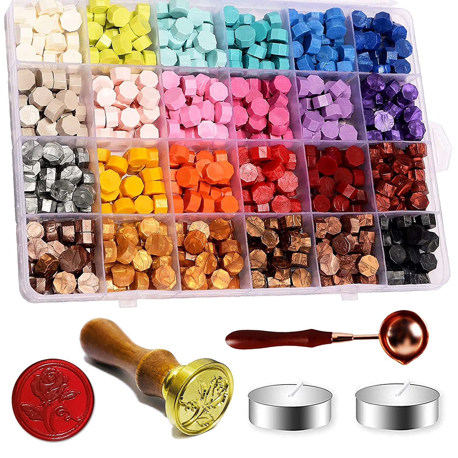 Amazon hot selling color fire lacquer seals 24 grid boxes of retro…