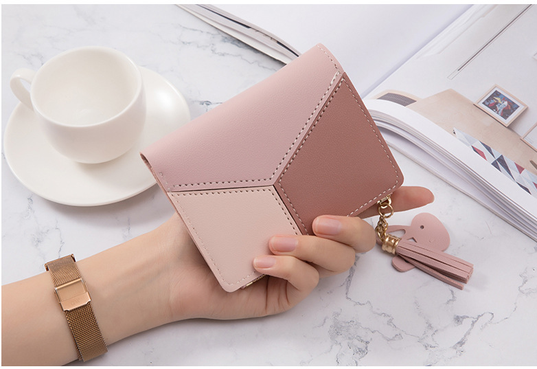 Fashion Color Block Square Zipper Buckle Card Holder display picture 1
