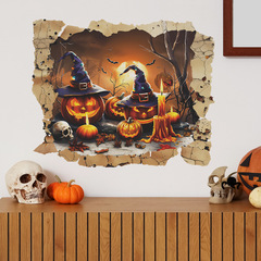 外貿萬聖節南瓜月亮枯樹臥室客廳玄關家居裝飾牆貼貼紙自粘批發