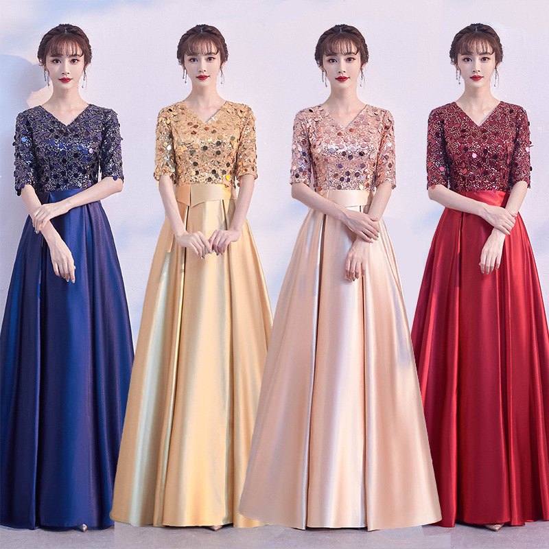 Choral Dress for Women 2026 New Performance Costume Long Sequin Solo Modern Host Elegant Choir Dress Choral Dress for Women 2026 New Performance Costume Long Sequin Solo Modern Host Elegant Choir Dress