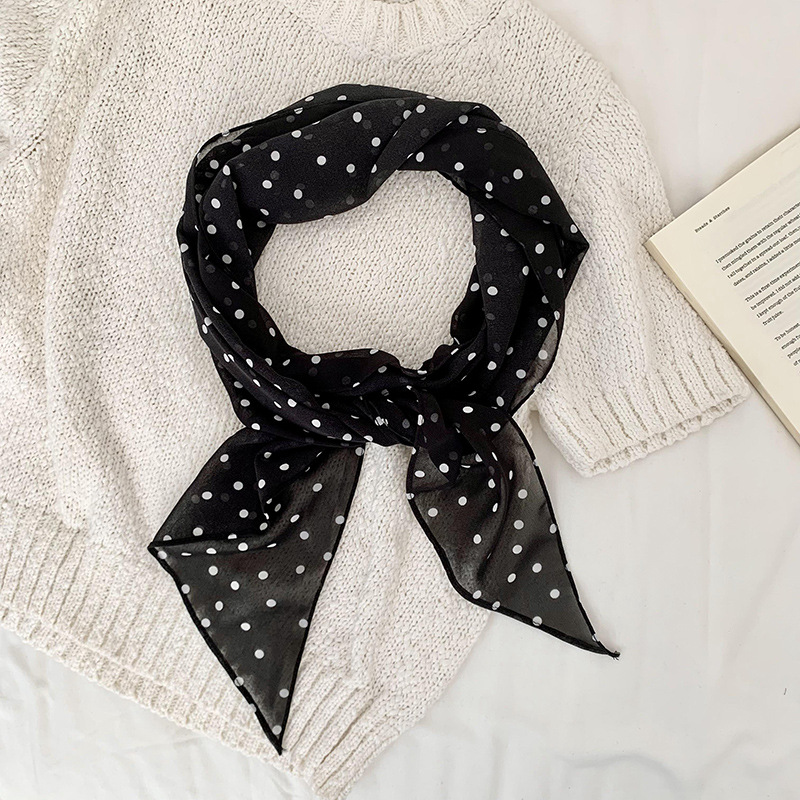 Bufandas de seda larga mujer sensación de diseño versátil con decoración bufandas de cuello de chiffón bufandas de correa de cabello bufandas de seda al por mayor