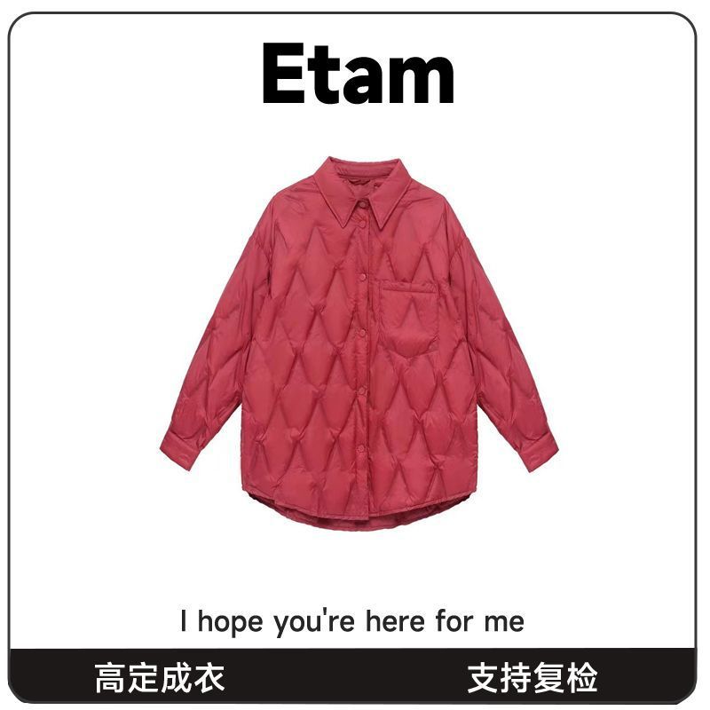 轻薄款衬衫羽绒服女2025年秋冬新款休闲宽松显瘦百搭保暖女士外套|undefined