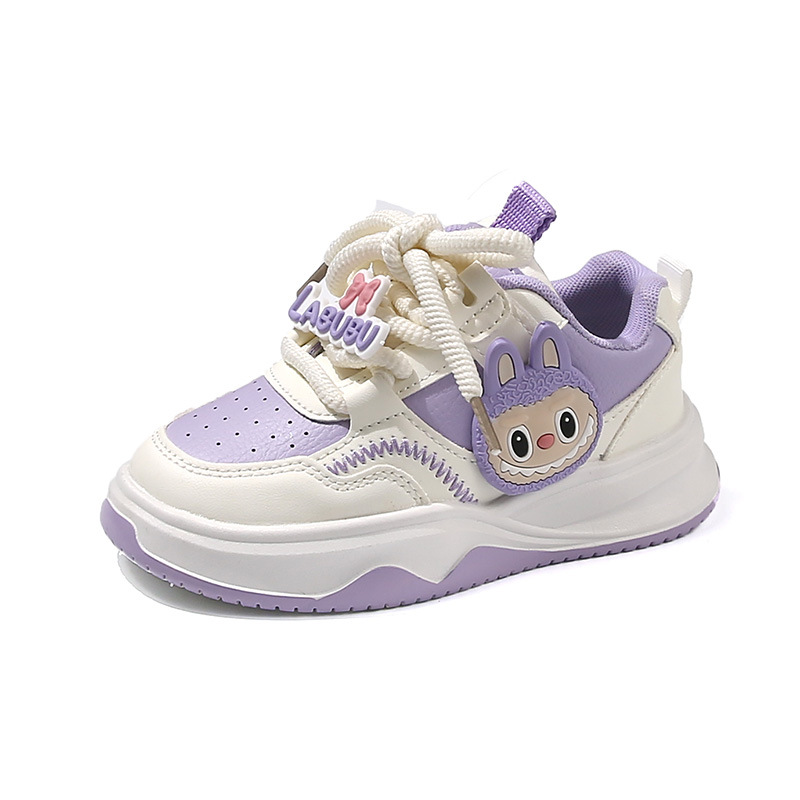 Ademende school schoenen voor kinderen – Lichtgewicht instapsneakers voor meisjes met klittenbandsluiting (roze/paars)_voghion.com