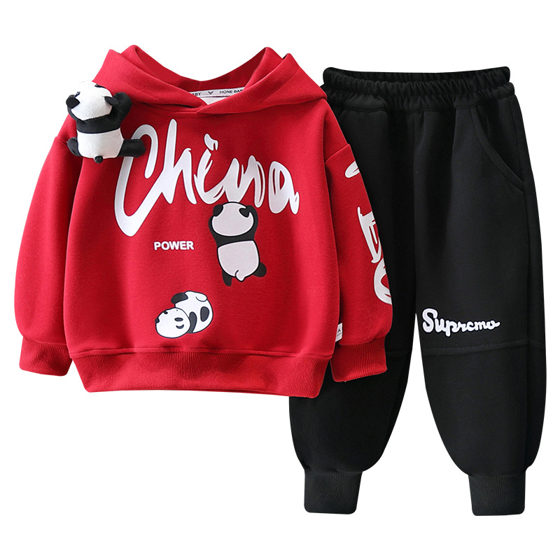 6154 traje de suéter de panda para niños modelos de primavera y otoño 2025 nueva ropa de bebé de estilo occidental traje de dos piezas de otoño para niños