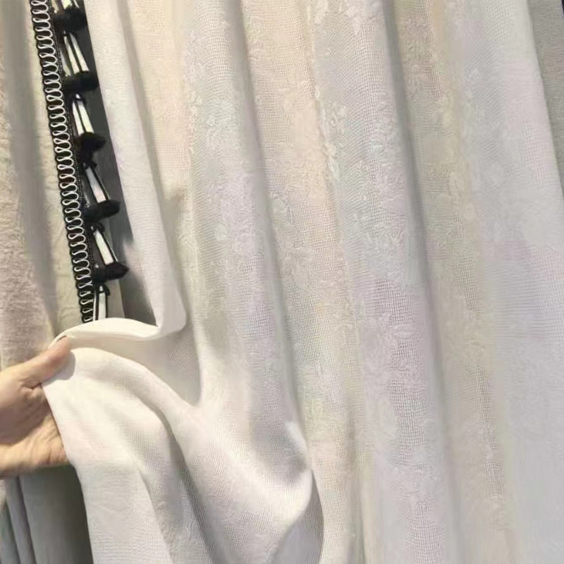 French-Style Embossed Sheer Curtains for Bedroom, Balcony, Bay Window, Light-Transmitting but Not See-Through, Soft and Good Drape for Living Room, Wholesale