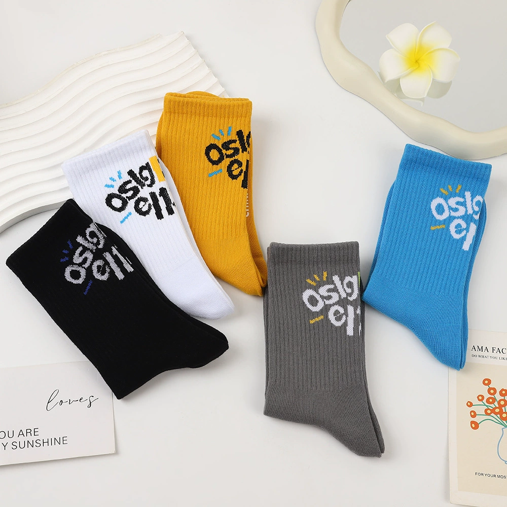 Tide, demi-season basketball sports knee socks for elementary school students, absorbs sweat and smell, with embroidery, mid-length