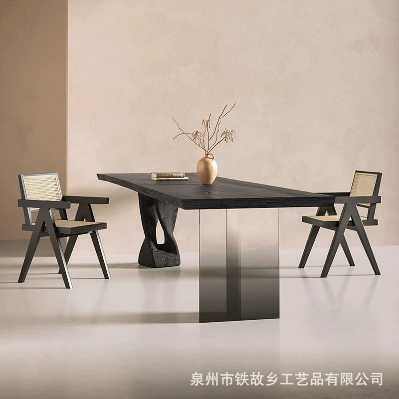 Стихий ветер бревна большой стол из цельного дерева чайный стол белый воск стол дизайнер чая гостиная градиент акрил