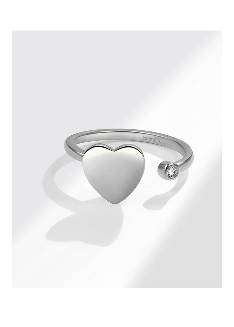 Inlay Design 18K Gold Plated 925 Sterling Silver Zircon Heart Shape Open Rings Anxiety Ring 925 Sterling Silver Rings