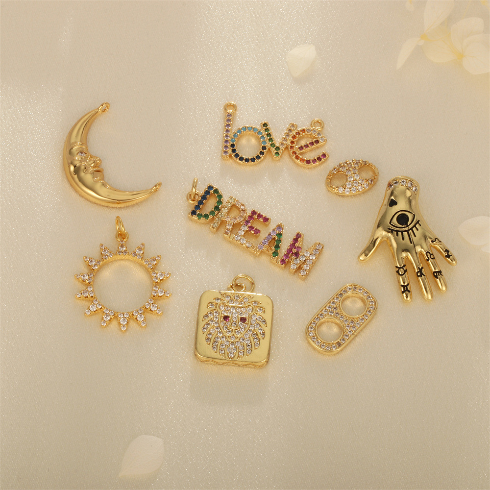 2g Weight Pendant Jewelry Making Type 16 * 19mm Jewelry Making Size Zircon Inlay Material DIY Jewelry Accessories Classification 1 Piece Quantity Copper Material Letter, Moon Pattern All Seasons Season Simple Style Style 1 Piece 16 * 19mm Copper Zircon Letter Moon Pendant 1