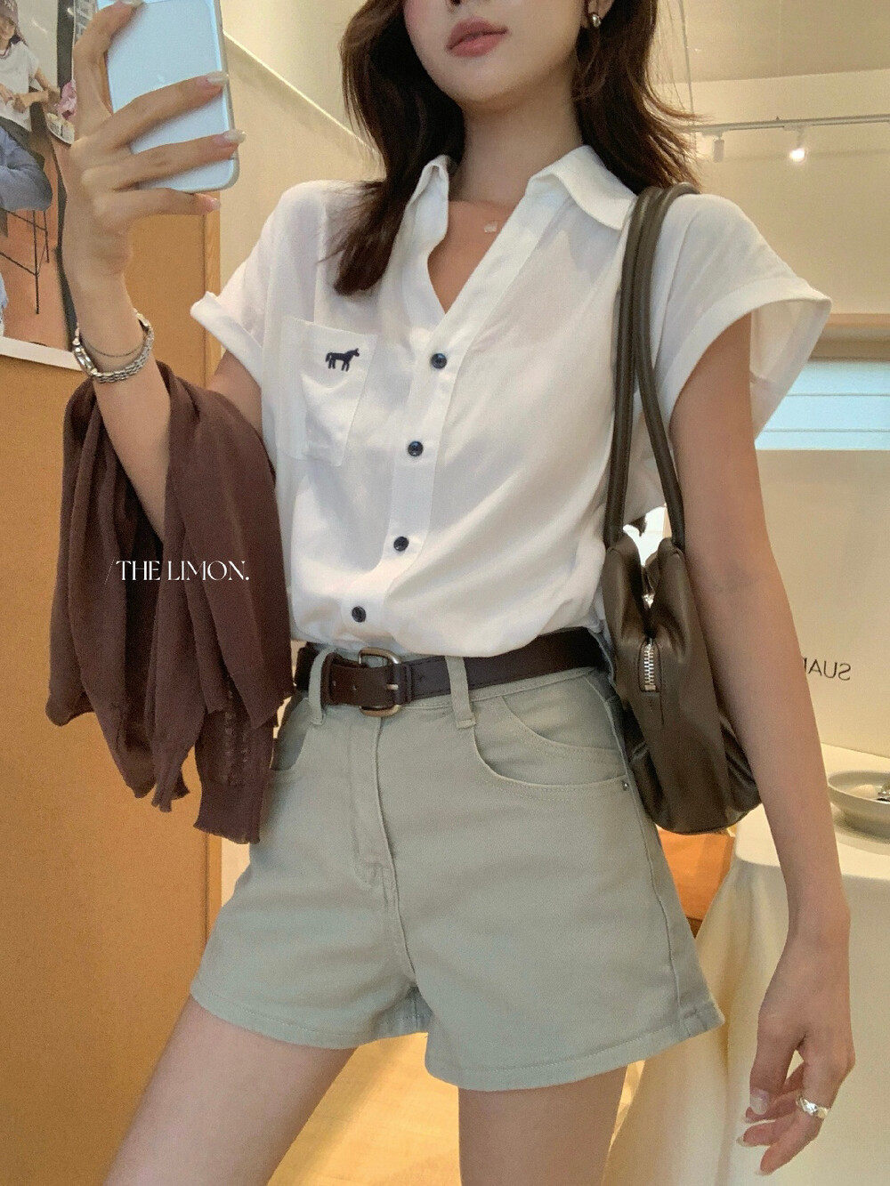 Quần short jean nữ lưng cao thiết kế hai túi phong cách trẻ trung — màu đen, Cao bồi xanh, trắng ngà, Xanh lá cây nhạtcolor chi tiết 26