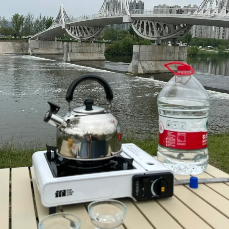 不锈钢烧水壶平底家用燃气灶电磁炉野外茶壶便携式户外烧水壶露营