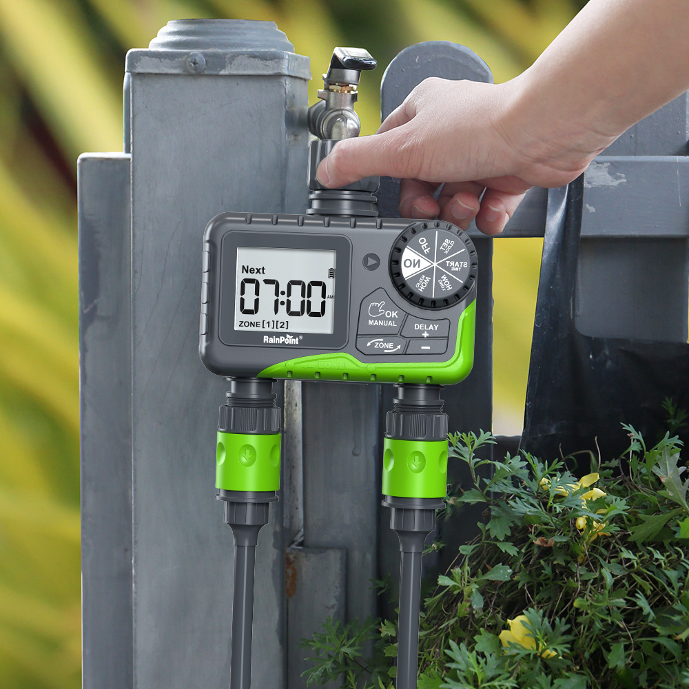 Rainpoint de doble canal de riego inteligente controlador de temporización Dispositivo de riego automático Patio de césped (Ouke)