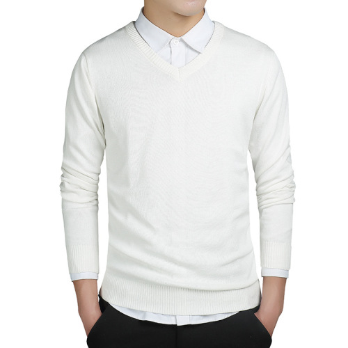Autumn and Winter Men's Pullover Wool Sweater | Casual Men's Slim-Fit Sweater | Men's V-Neck Base Layer Shirt