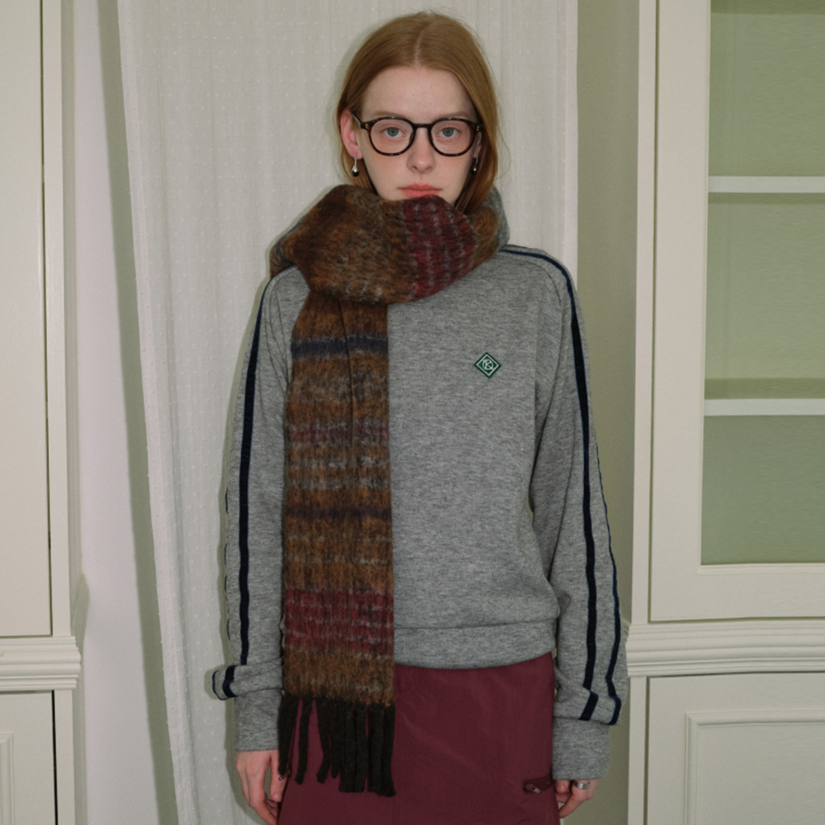 Der 2023 neue Saturn-Streifen aus Wollmischung des britischen Designers für den warmen Herbst- und Winterschal für Damen_voghion.com