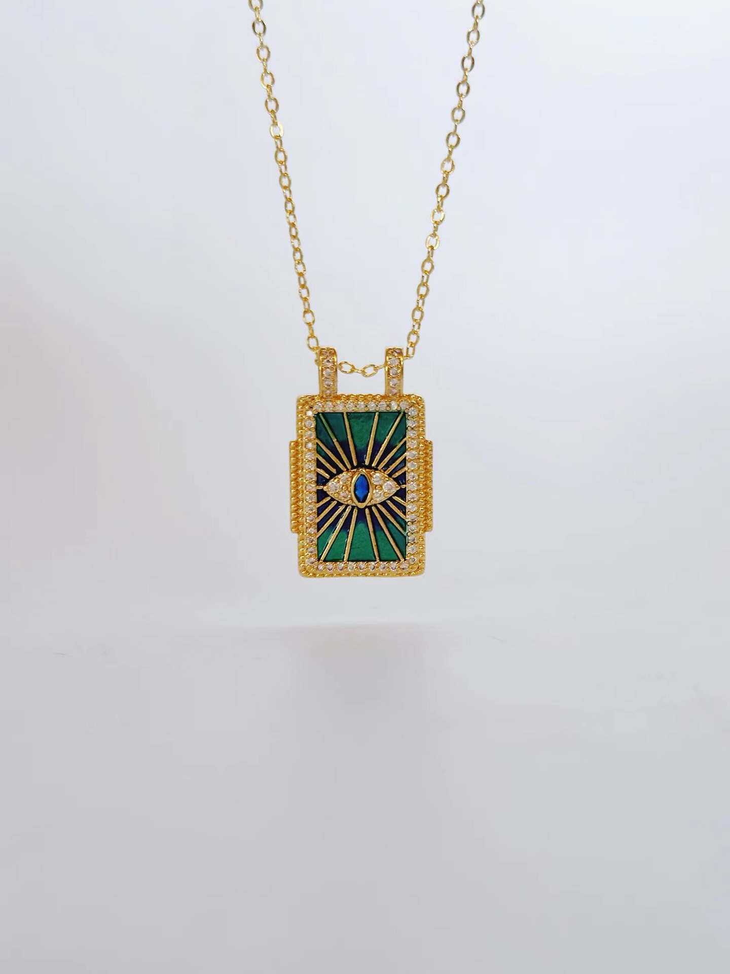 Unisex Gender Copper Plating Geometric Zircon Pendant Necklace
