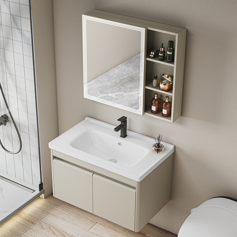 304 Stainless Steel Bathroom Cabinet Set with Integrated Ceramic Washbasin, Modern Minimalist Washstand 304 Stainless Steel Bathroom Cabinet Set with Integrated Ceramic Washbasin, Modern Minimalist Washstand