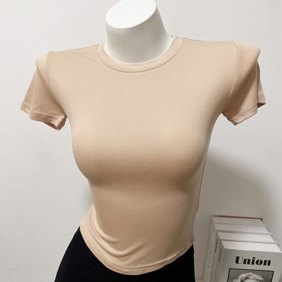 Homemade! Basic ~ round neck solid color short sleeve T-shirt women's spring and summer short tight bottoming hot girl jacket new