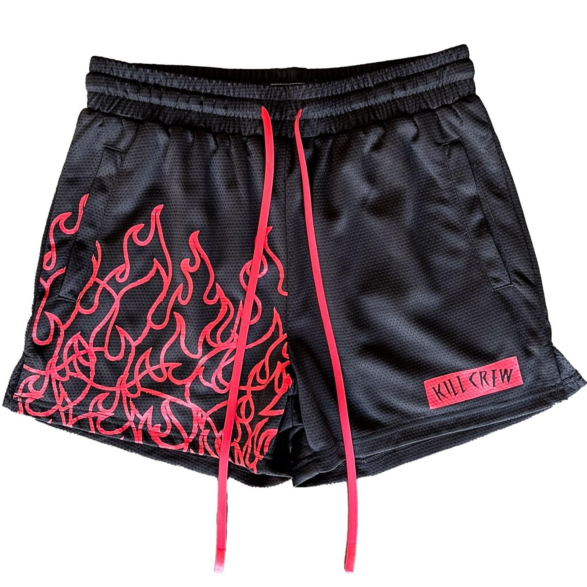Summer trendy printed American-style men's basketball shorts, breathable and quick-drying running shorts, high-street loose casual pants.