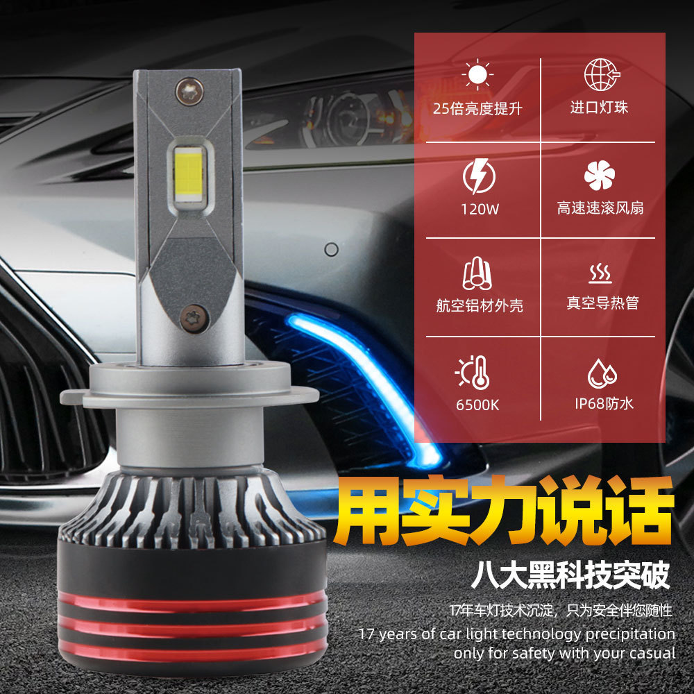 Faro LED para coche H7 modificado a H11, súper brillante 9005, luz potente H4, luz alta y baja, LED de alta potencia de 120W