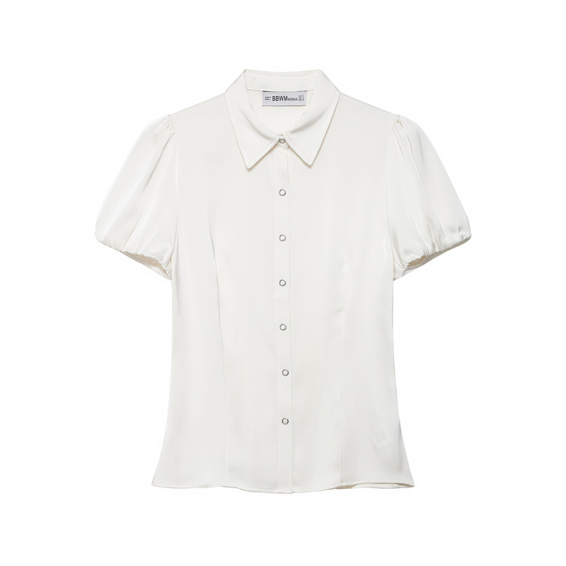 Cross-Border New Women's Clothing, Spring and Summer Fashionable and Elegant Collared Short-Sleeved Shirts, Versatile Tops, Silk Satin Texture Shirts Cross-Border New Women's Clothing, Spring and Summer Fashionable and Elegant Collared Short-Sleeved Shirts, Versatile Tops, Silk Satin Texture Shirts