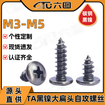 镀黑镍大扁头十字自攻螺丝伞头自攻丝蘑菇头自攻钉M3/M3.5/M4/M5
