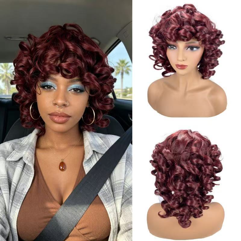 Amazon African Women's Short Curly Hair Wig High-Temperature Fiber Rose Net Fluffy Natural Style in Stock Cross-Border Wholesale Amazon African Women's Short Curly Hair Wig High-Temperature Fiber Rose Net Fluffy Natural Style in Stock Cross-Border Wholesale
