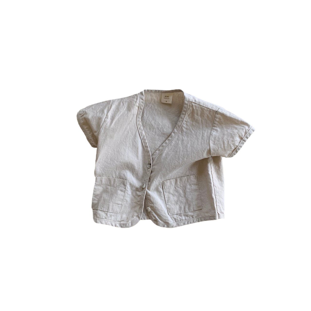 Verano de verano de manga corta Camisa delgada estilo coreano 2023 Verano nuevo bolsillo de bebé de manga corta abrigo de Bebé Ropa de verano