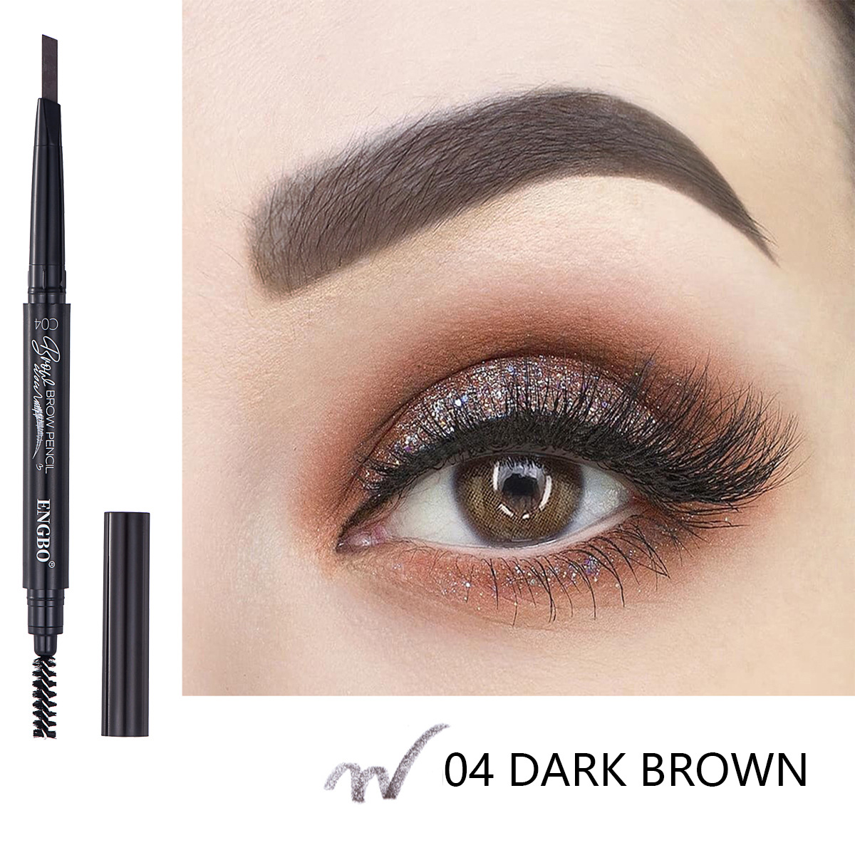 ENGBO's dual-head eyebrow pencil for foreign trade comes with an eyebrow brush that automatically rotates, ensuring long-lasting eye cosmetics without smudge Application Scenario
