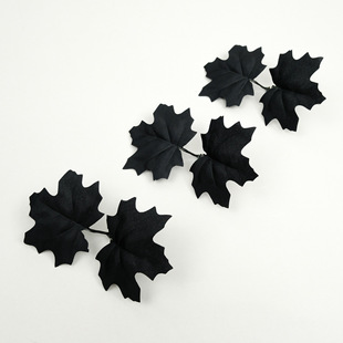 New Foreign Trade Imitation Silk Fabric 2-Pronged Maple Leaf DIY Hairpin Halloween Black Leaf Wreath Vine Decoration Accessories