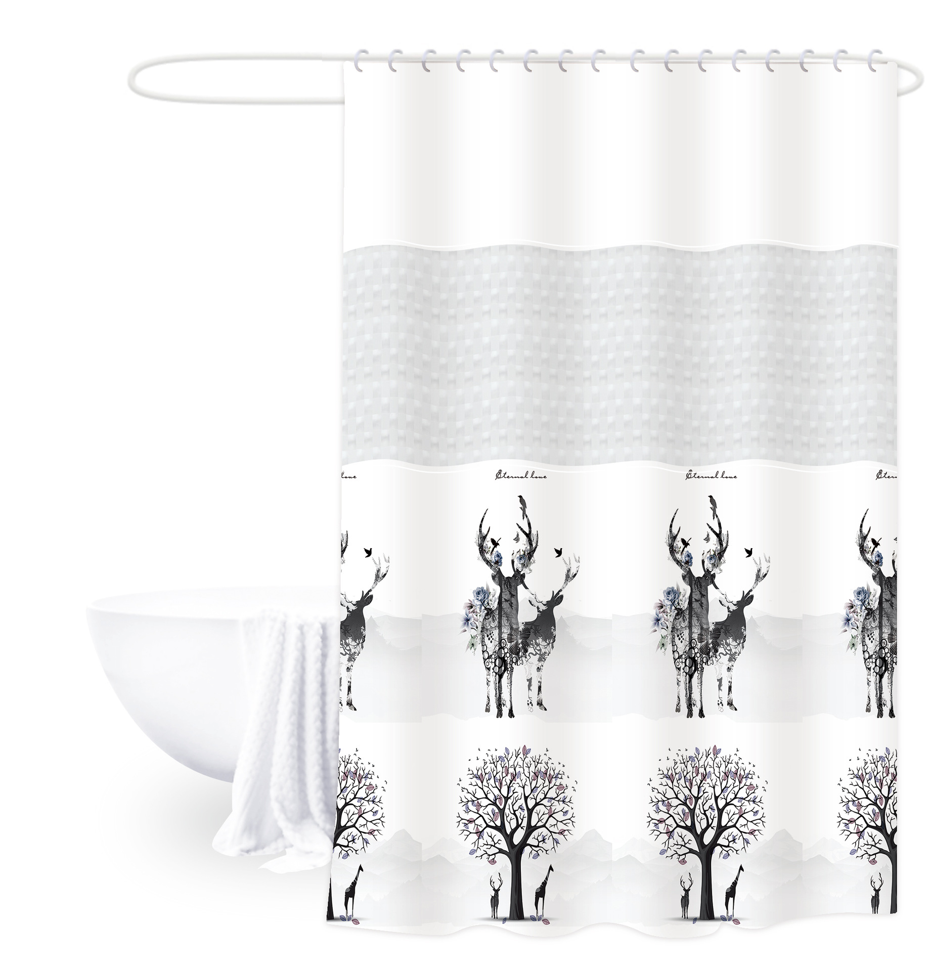 180*200 impresión engrosada de empalme cortina de ducha cortina de baño peva semi-transparente baño impermeable baño partición cortina de ducha