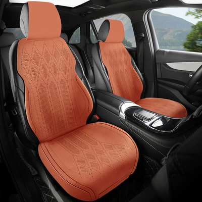 Suede Leather Seat Cushions, High-End Semi-Covered | Four Seasons Pad - hk-cayenne-orange-split-head-standard-version