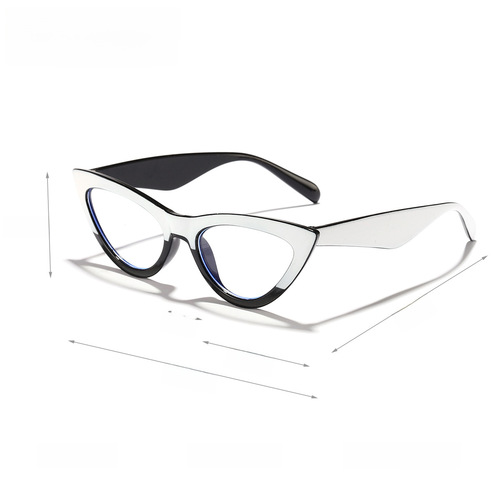 2024 New Arrival European and American Retro Cat Eye Color-Contrast Anti-Blue Light Glasses Women's Trendy Fashion All-Match Myopia Spectacles