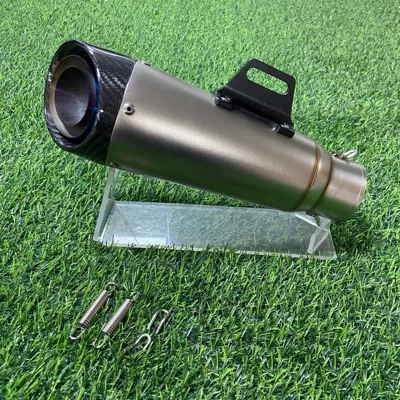 Motorcycle exhaust pipe — Pipe Refitting SC Two-Layer - three-layer-titanium-color-carbon-head-blue-tail-60mm