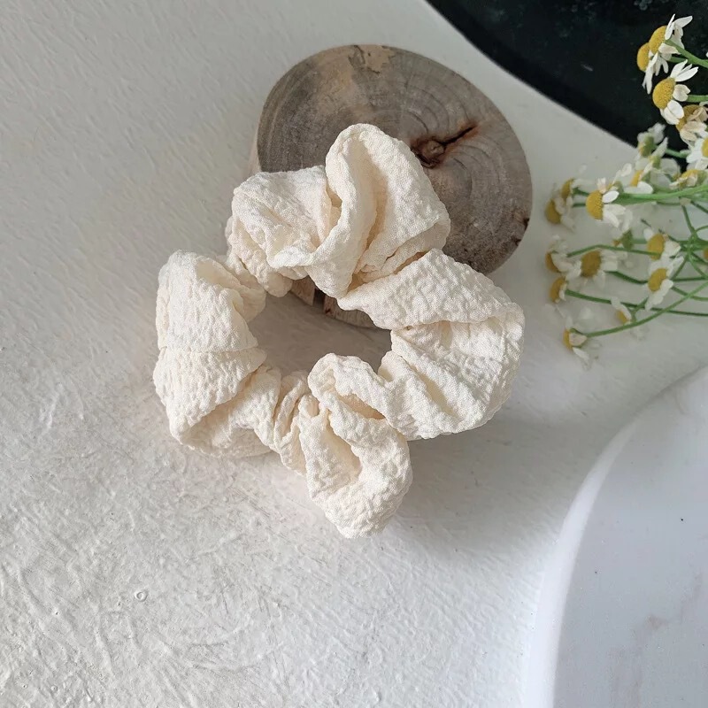 韩系莫兰迪纯色布料ins发饰泡泡纱头绳皮筋发绳气质头花大肠发圈|undefined