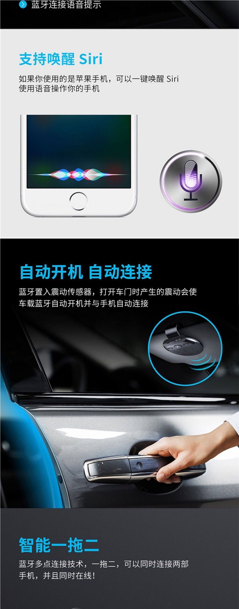 Car Bluetooth Hands-Free Telephone System Sun Visor Speaker Multi-Function Navigation Receiver for Car Calls